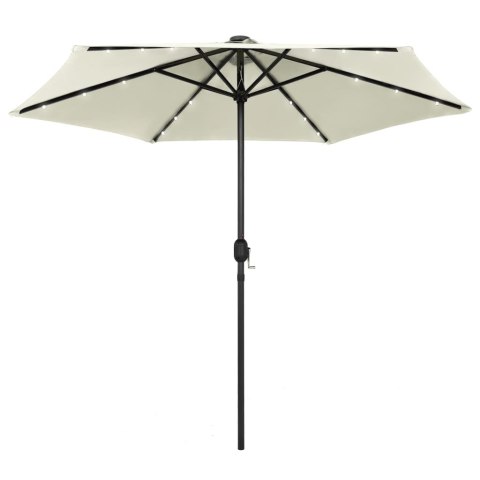 Parasol ogrodowy z LED i aluminiowym słupkiem, 270 cm, piaskowy