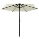 Parasol ogrodowy z LED i aluminiowym słupkiem, 270 cm, piaskowy