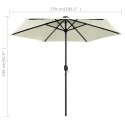 Parasol ogrodowy z LED i aluminiowym słupkiem, 270 cm, piaskowy