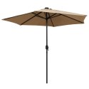 Parasol ogrodowy z LED i aluminiowym słupkiem, 270 cm, taupe