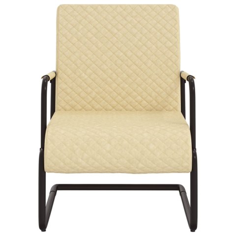 Krzesło wspornikowe, kremowe, obite sztuczną skórą