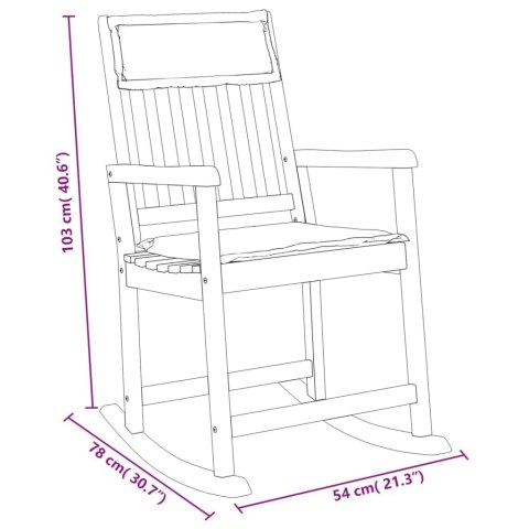 Fotel bujany z poduszkami, lite drewno akacjowe
