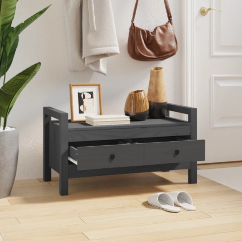 Ławka do przedpokoju, szara, 80x40x43 cm, lite drewno sosnowe