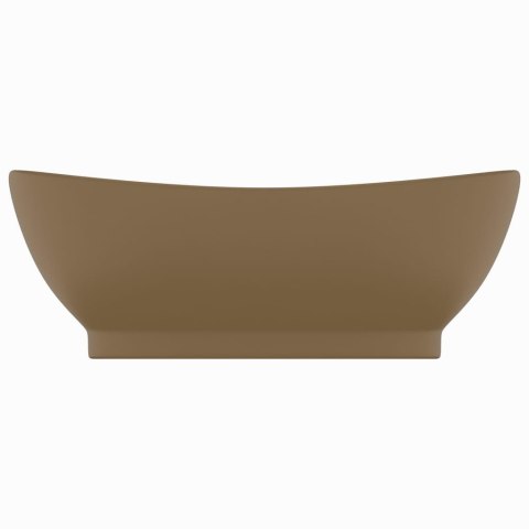 Owalna umywalka z przelewem, kremowy mat, 58,5x39 cm, ceramika Owalna umywalka z przelewem, kremowy mat, 58,5x39 cm, ceramika