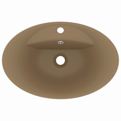 Owalna umywalka z przelewem, kremowy mat, 58,5x39 cm, ceramika Owalna umywalka z przelewem, kremowy mat, 58,5x39 cm, ceramika