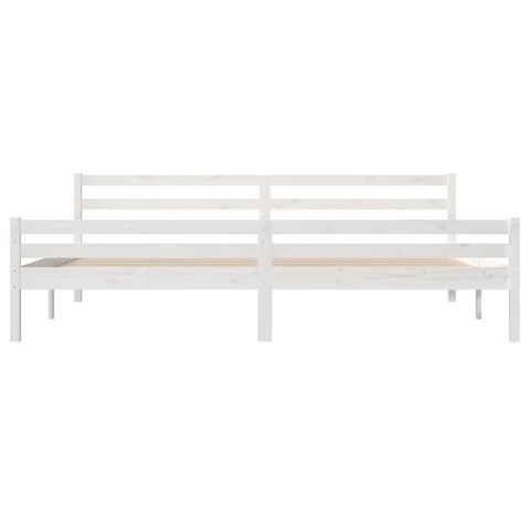 Rama łóżka, biała, lite drewno, 200 x 200 cm