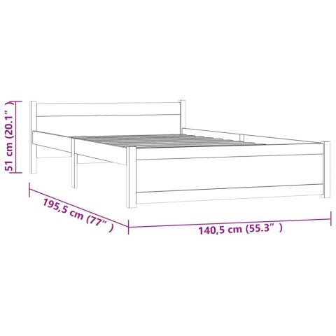 Rama łóżka, szara, lite drewno, 135x190 cm, podwójna