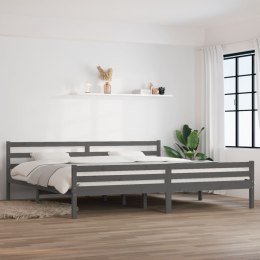 Rama łóżka, szara, lite drewno, 180x200 cm, Super King