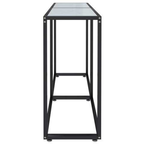 Konsola, biały marmur, 140x35x75,5 cm, szkło hartowane