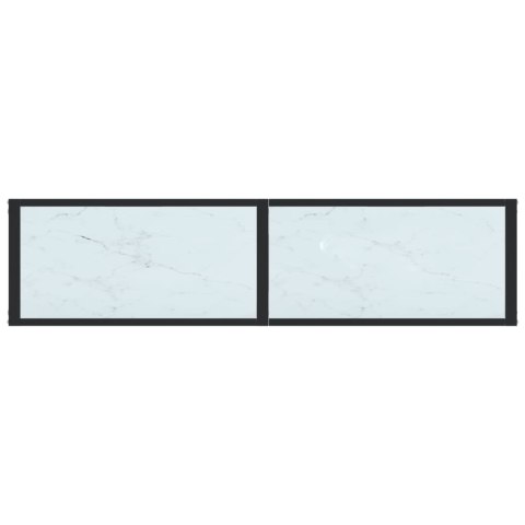 Konsola, biały marmur, 140x35x75,5 cm, szkło hartowane