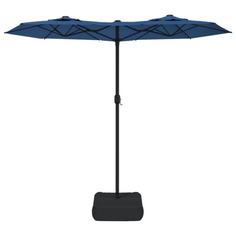 Parasol ogrodowy podwójny z LED, lazurowy, 316x240 cm