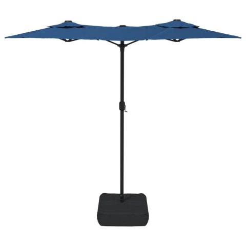 Parasol ogrodowy podwójny z LED, lazurowy, 316x240 cm