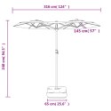 Parasol ogrodowy podwójny z LED, lazurowy, 316x240 cm