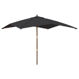 Parasol ogrodowy na drewnianym słupku, czarny, 300x300x273 cm