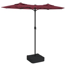 Parasol ogrodowy podwójny z LED, bordowy, 316x240 cm