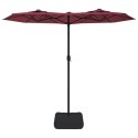 Parasol ogrodowy podwójny z LED, bordowy, 316x240 cm