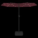 Parasol ogrodowy podwójny z LED, bordowy, 316x240 cm