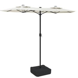 Parasol ogrodowy podwójny z LED, piaskowa biel, 316x240 cm