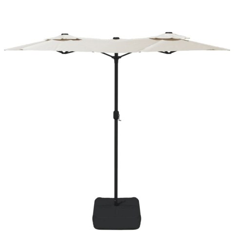 Parasol ogrodowy podwójny z LED, piaskowa biel, 316x240 cm