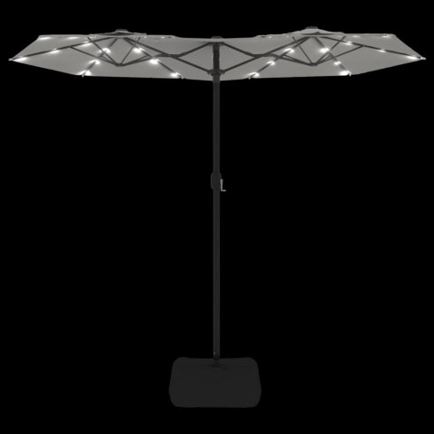 Parasol ogrodowy podwójny z LED, piaskowa biel, 316x240 cm