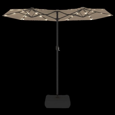 Parasol ogrodowy podwójny z LED, taupe, 316x240 cm