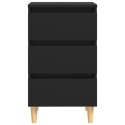 2 szafki nocne z drewnianymi nóżkami, czarne, 40x35x69 cm