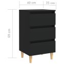 2 szafki nocne z drewnianymi nóżkami, czarne, 40x35x69 cm