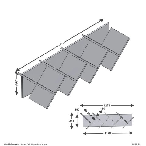FMD Wisząca, geometryczna półka na książki, dębowo-czarna FMD Wisząca, geometryczna półka na książki, dębowo-czarna