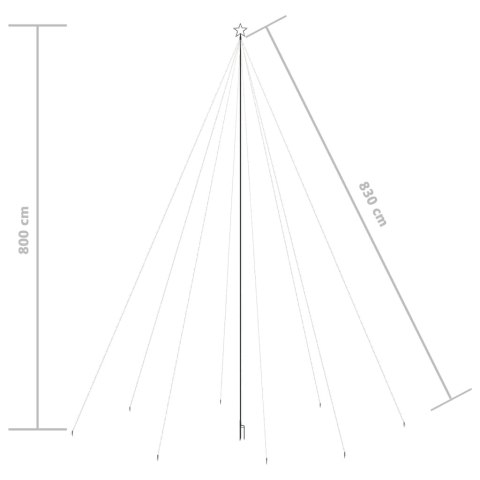 Choinka z lampek, 1300 zimnych białych diod LED, 8 m
