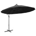 Parasol ogrodowy, wiszący, antracytowy, 3 m, słupek aluminiowy