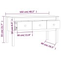 Stolik kawowy, szary, 102x49x55 cm, lite drewno sosnowe