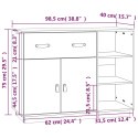 Szafka, szara, 98,5x40x75 cm, lite drewno sosnowe