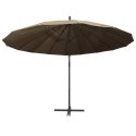 Wiszący parasol ogrodowy, taupe, 3 m, słupek aluminiowy