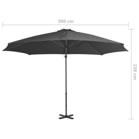Parasol wiszący z aluminiowym słupkiem, 300 cm, antracytowy