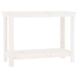 Stół roboczy, biały, 110x50x80 cm, lite drewno sosnowe