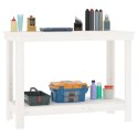 Stół roboczy, biały, 110x50x80 cm, lite drewno sosnowe