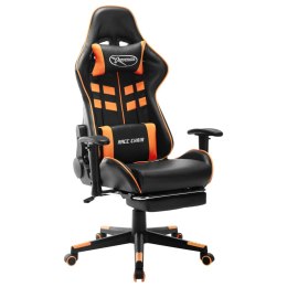 Fotel dla gracza z podnóżkiem, czarno-pomarańczowy