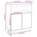 Szafka, czarna, 70x34x80 cm, lite drewno sosnowe