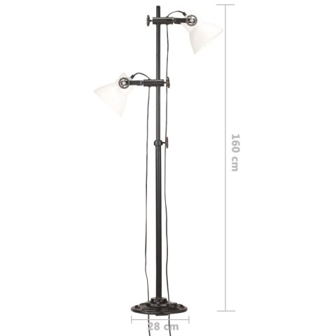 Lampa podłogowa z 2 kloszami, biała, E27, żeliwo