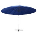 Parasol ogrodowy, wiszący, niebieski, 3 m, słupek aluminiowy