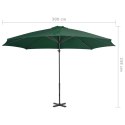 Parasol wiszący z aluminiowym słupkiem, 300 cm, zielony