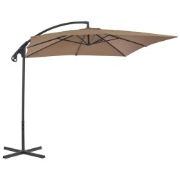 Parasol wiszący ze stalowym słupkiem, 250 x 250 cm, kolor taupe