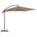 Parasol wiszący ze stalowym słupkiem, 250 x 250 cm, kolor taupe