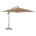 Parasol wiszący ze stalowym słupkiem, 250 x 250 cm, kolor taupe