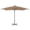 Parasol wiszący ze stalowym słupkiem, 250 x 250 cm, kolor taupe