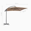 Parasol wiszący ze stalowym słupkiem, 250 x 250 cm, kolor taupe