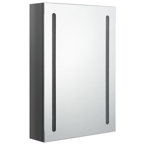 Szafka łazienkowa z lustrem i LED, lśniąca szarość, 50x13x70 cm
