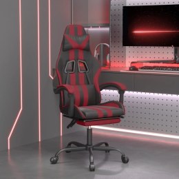 Obrotowy fotel gamingowy z podnóżkiem, czarno-bordowy