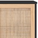 Komoda, czarna, 105x30x60 cm, lita sosna i naturalny rattan