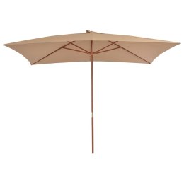 Parasol ogrodowy na drewnianym słupku, 200x300 cm, taupe